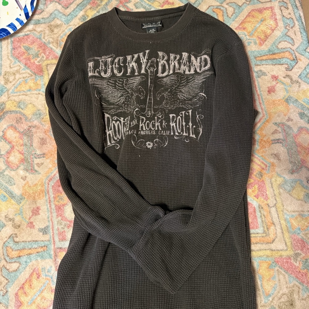 Lucky Brand Black Graphic Long Sleeve Tee